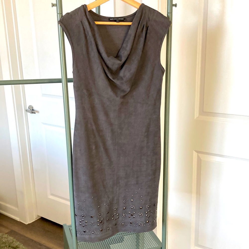 Women’s grey suede-like body-con dress